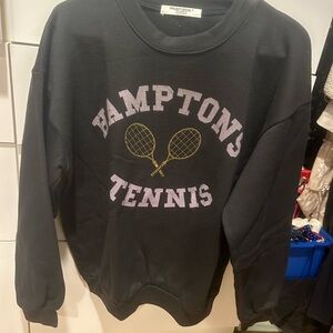 Project Social T Black Sweatshirt with lettering “Hampton Tennis”